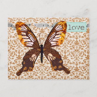 Goldstaub Butterfly Damask Liebe Postkarte