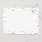 Goldstaub Confetti Save the Date Ankündigungspostkarte (Rückseite)