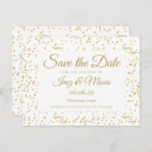 Goldstaub Confetti Save the Date Ankündigungspostkarte (Vorne/Hinten)