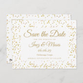 Goldstaub Confetti Save the Date Postkarte (Vorne/Hinten)