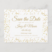 Goldstaub Confetti Save the Date Postkarte (Vorderseite)