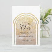 Goldstaub | Elegante Gold Glitzer Arch Wedding Einladung (Stehend Vorderseite)