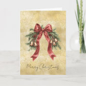 Goldstaub Funken Konfetti Roter Schleife Glocken W Karte (Vorderseite)