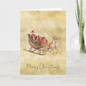 Goldstaub Glitzer Konfetti Weihnachtsmann Schlitte Karte (Vorderseite)