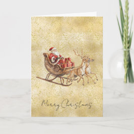 Goldstaub Glitzer Konfetti Weihnachtsmann Schlitte Karte