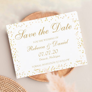 Goldstaub-Konfetti Save the Date Ankündigungspostkarte