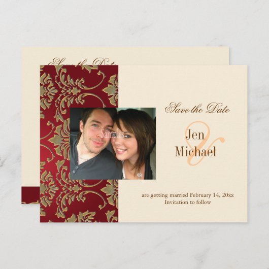 Goldstaub, Postkarten mit Save the Date Foto, (Vorne/Hinten)