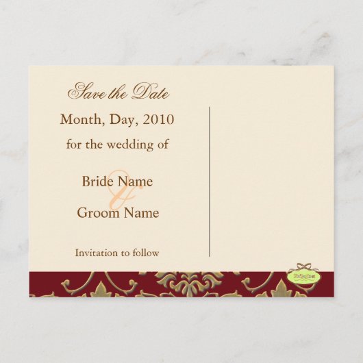 Goldstaub, Postkarten mit Save the Date Foto, (Rückseite)