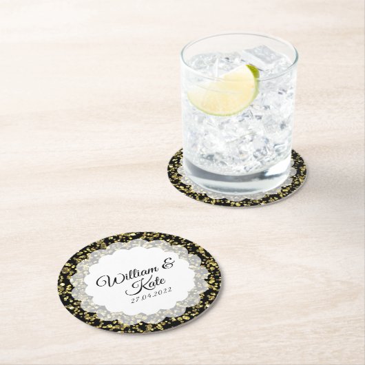 Goldstaub Runder Pappuntersetzer (Vor Ort)