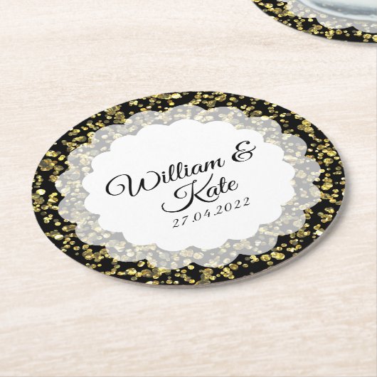 Goldstaub Runder Pappuntersetzer (Angewinkelt)