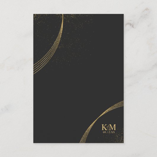 Goldstaub und Konturen Hochzeitsdetails schwarz/gl Begleitkarte (Rückseite)