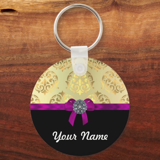 Goldstaub und schwarz personalisiert schlüsselanhänger (Vorderseite)