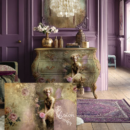 Goldstaub, Vintage Fee, Romantik & Blumen Seidenpapier