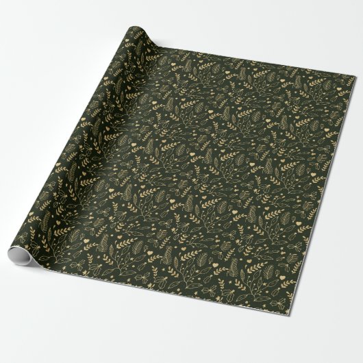 Goldstechpalme und Smaragdgrün-Feiertag Geschenkpapier (Ungerollt)