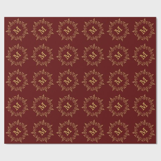 Goldstechpalmen-Kranz-Weihnachtsbrauch-Monogramm Geschenkpapier (Flach)