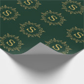 Goldstechpalmen-WeihnachtsKranz-Monogramm-Feiertag Geschenkpapier (Ecke)