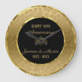 Goldsteigungs-Damast und Strudel Große Wanduhr (Vorderseite)