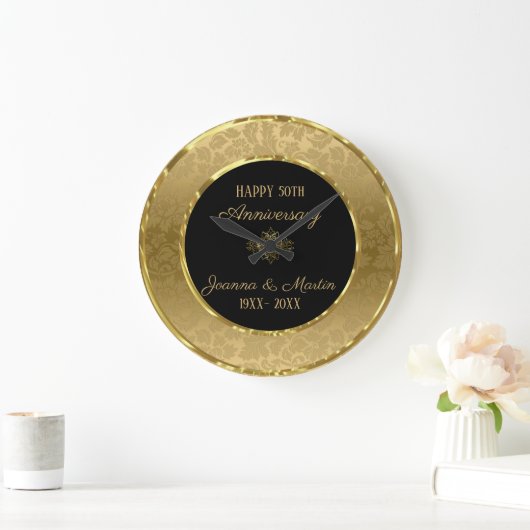 Goldsteigungs-Damast und Strudel Große Wanduhr (Zuhause)