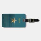 Goldstern auf der Aquamarinen Gepäckmarke Gepäckanhänger (Vorderseite horizontal)