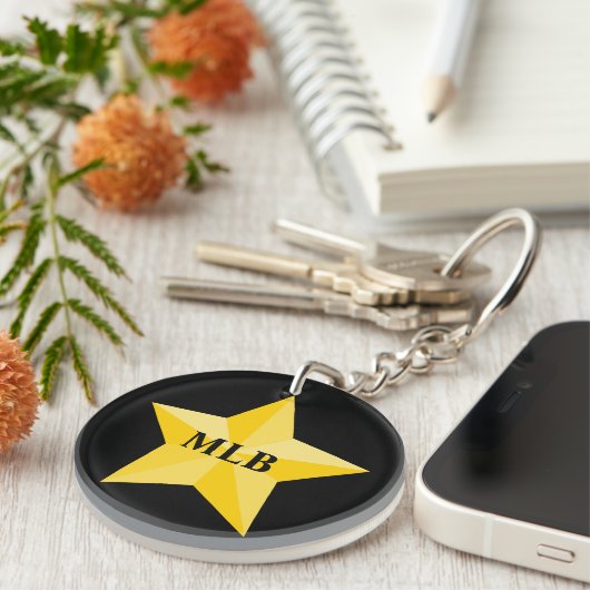 Goldstern mit Monogramm oder Namen Schlüsselanhänger (Vorderseite rechts)