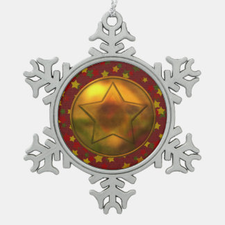 Goldstern Schneeflocken Zinn-Ornament