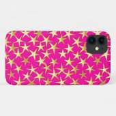 Goldsterne auf Fuchsienrosa Case-Mate iPhone Hülle (Rückseite (Horizontal))