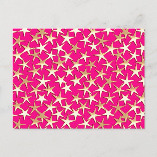 Goldsterne auf Fuchsienrosa Postkarte (Vorderseite)
