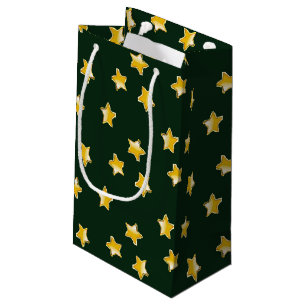 Goldsterne auf Grün Kleine Geschenktüte