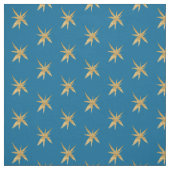 Goldsterne auf mittlerem Blau Stoff (Muster)