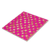 Goldsterne auf pinkfarbenem Rosa Fliese (Seite)