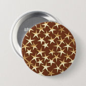 Goldsterne auf Schokoladenbraun Button (Vorne & Hinten)