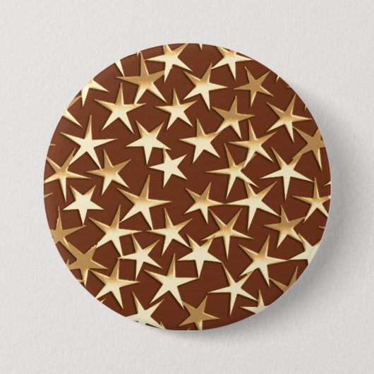 Goldsterne auf Schokoladenbraun Button (Vorderseite)