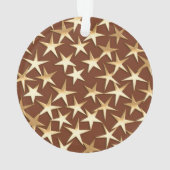 Goldsterne auf Schokoladenbraun Ornament (Rückseite)