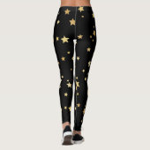 Goldsterne auf schwarzem Hintergrund Leggings (Rückseite)