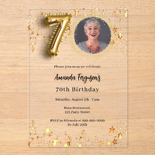 Goldsterne aus dem 70. Foto Acryleinladungen (Vorderseite)