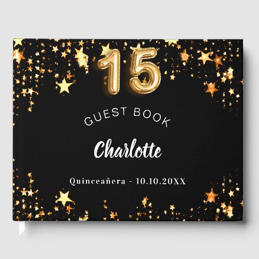 Goldsterne aus Quinceanera Gästebuch (Vorderseite)