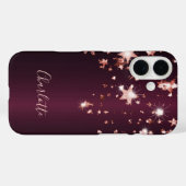 Goldsterne der Burgund-Rose Case-Mate iPhone Hülle (Rückseite (Horizontal))