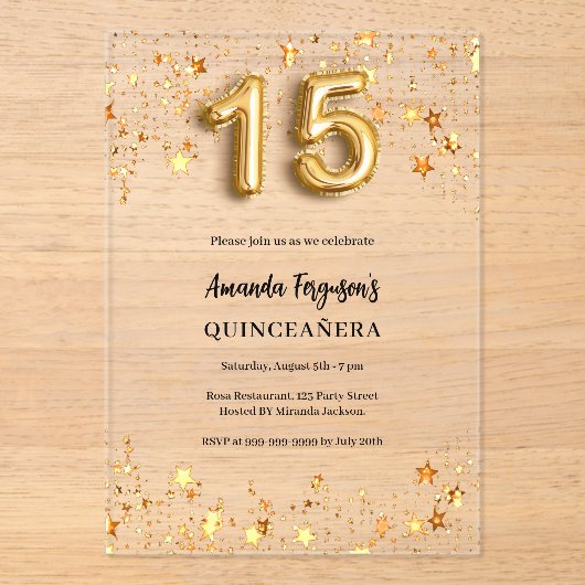 Goldsterne der Königin Acryleinladungen (Vorderseite)