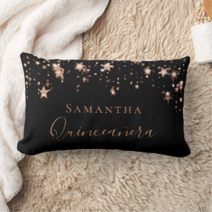 Goldsterne der Quinceanera-Rose Lendenkissen