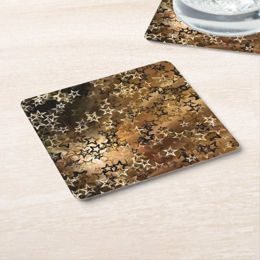 Goldsterne Rechteckiger Pappuntersetzer (angewinkelt)