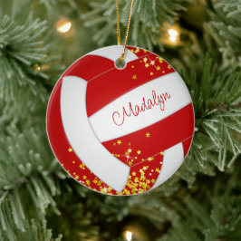 Goldsterne Roter Volleyball-Gedenkjahr Keramik Ornament