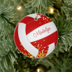 Goldsterne Roter Volleyball-Gedenkjahr Keramik Ornament