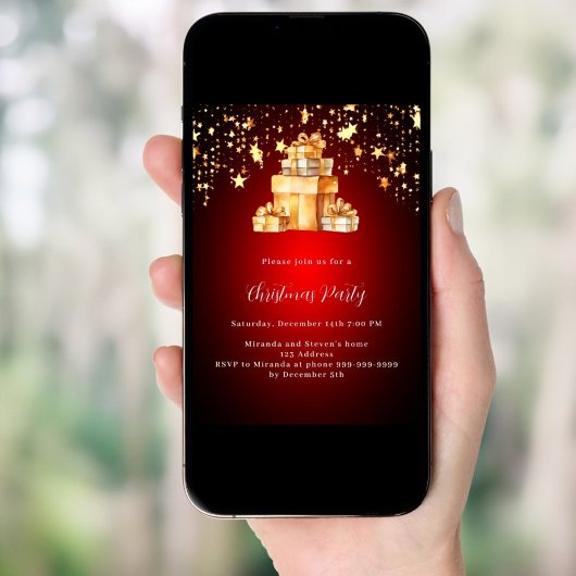 Goldsterngeschenke Weihnachts-Party Einladung