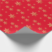 Goldsternpapier mit rotem Hintergrund Geschenkpapier (Ecke)