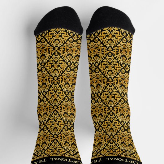 Goldstickerei auf schwarz - eigener Text - extrava Socken (Oben)