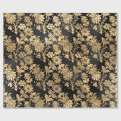 Goldstift-Blume auf Schwarz Geschenkpapier (Flach)