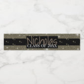 Goldstrahlende schwarze Sterne Abschluss Flaschene Wasserflaschenetikett (Einzelnes Label)