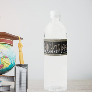 Goldstrahlende schwarze Sterne Abschluss Flaschene Wasserflaschenetikett