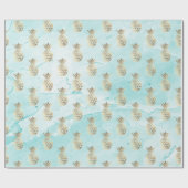 Goldstreifen-Aqua-Marmor Ananas-Gold Geschenkpapier (Flach)