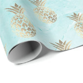 Goldstreifen-Aqua-Marmor Ananas-Gold Geschenkpapier (Rolleneckpunkt)